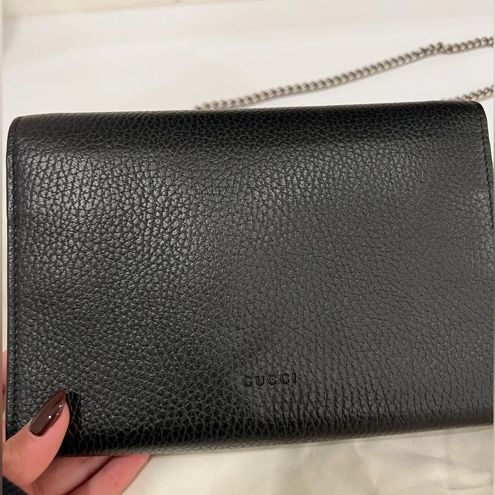 GUCCI Dionysus Mini Leather Chain Wallet in Black - Picture 4 of 4